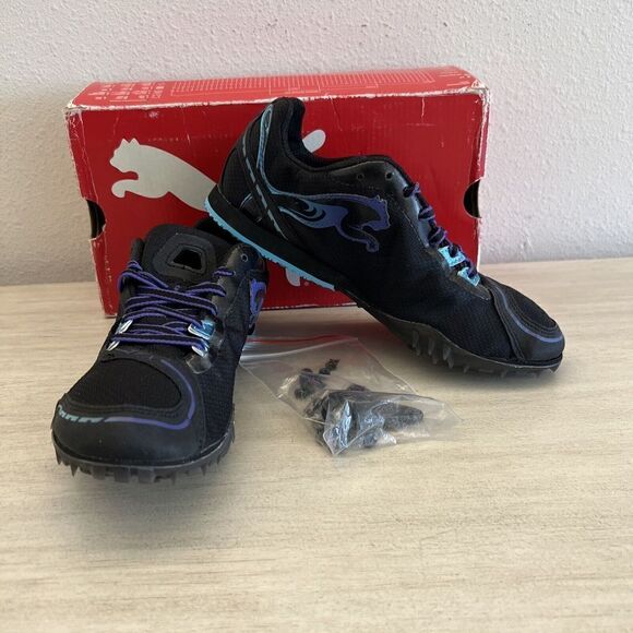 PUMA Women’s Sz 6.5 Black RUNNING TFX DISTANCE V4 Shoes NIB - Picture 1 of 15